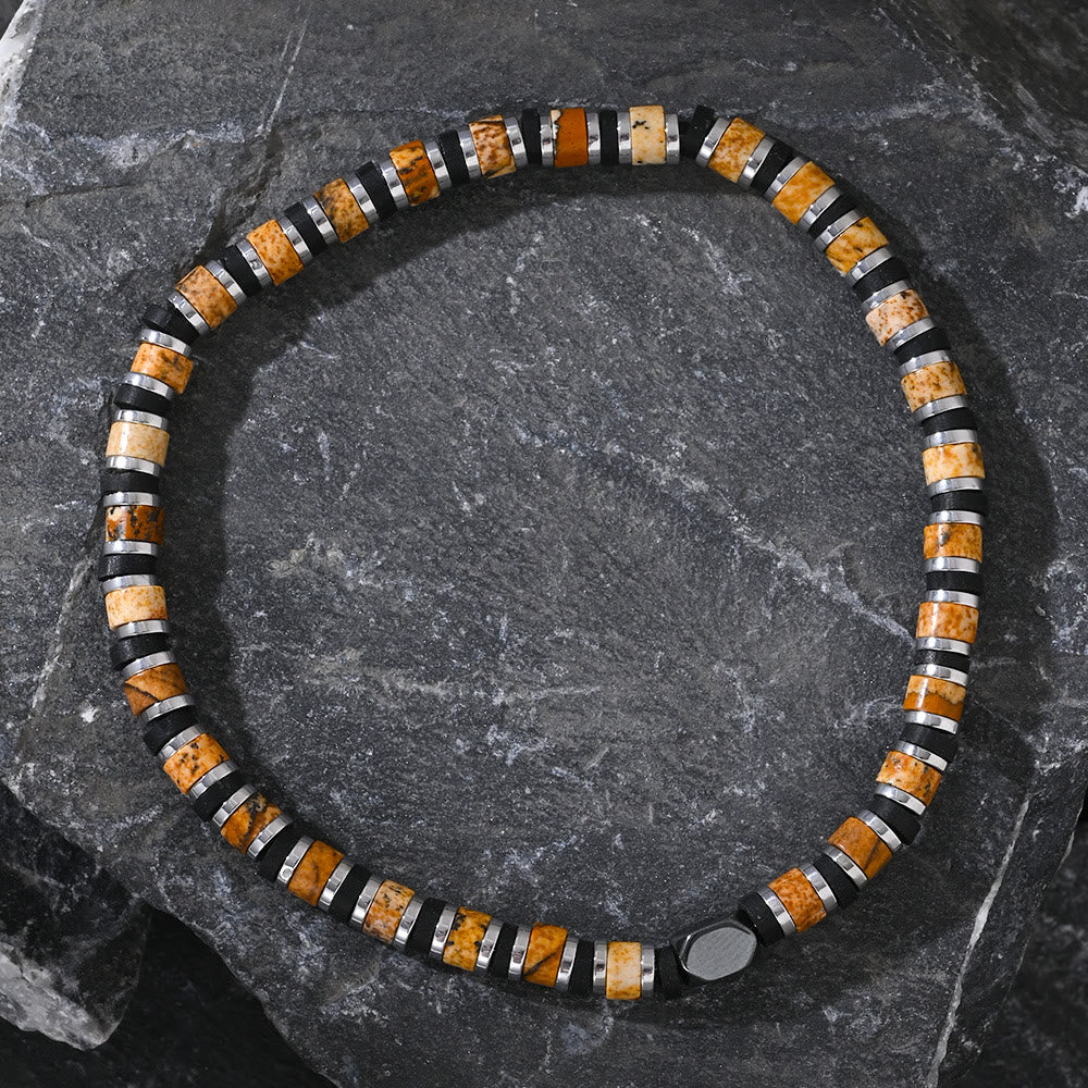 Braccialetto di perline di bronzite naturale a forma di colonna Olivenorma 