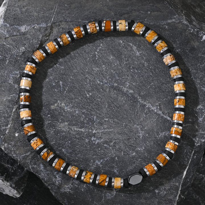 Braccialetto di perline di bronzite naturale a forma di colonna Olivenorma 