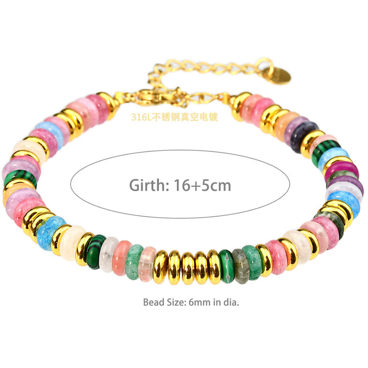 Olivenorma Boho Braccialetto di perline di agata naturale colorata 