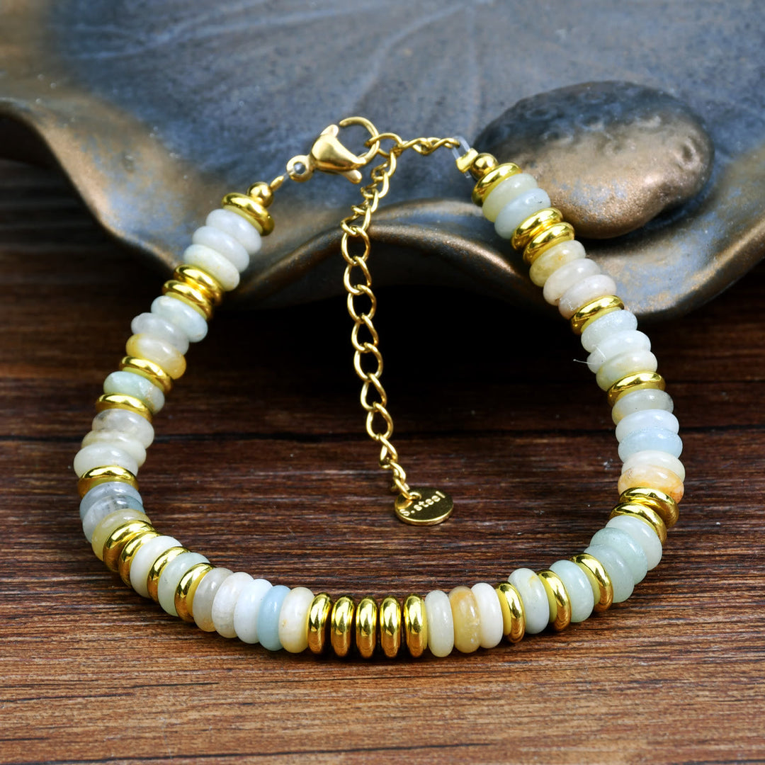 Olivenorma Boho Braccialetto di perline di agata naturale colorata 