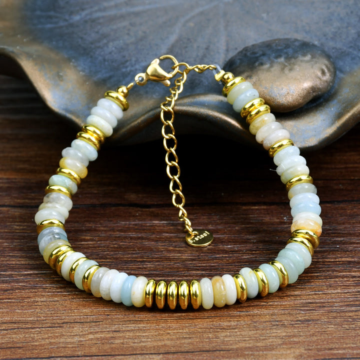 Olivenorma Boho Braccialetto di perline di agata naturale colorata 