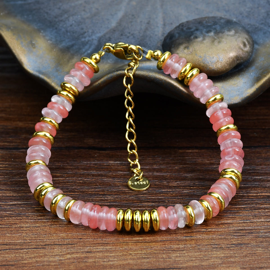 Olivenorma Boho Braccialetto di perline di agata naturale colorata 