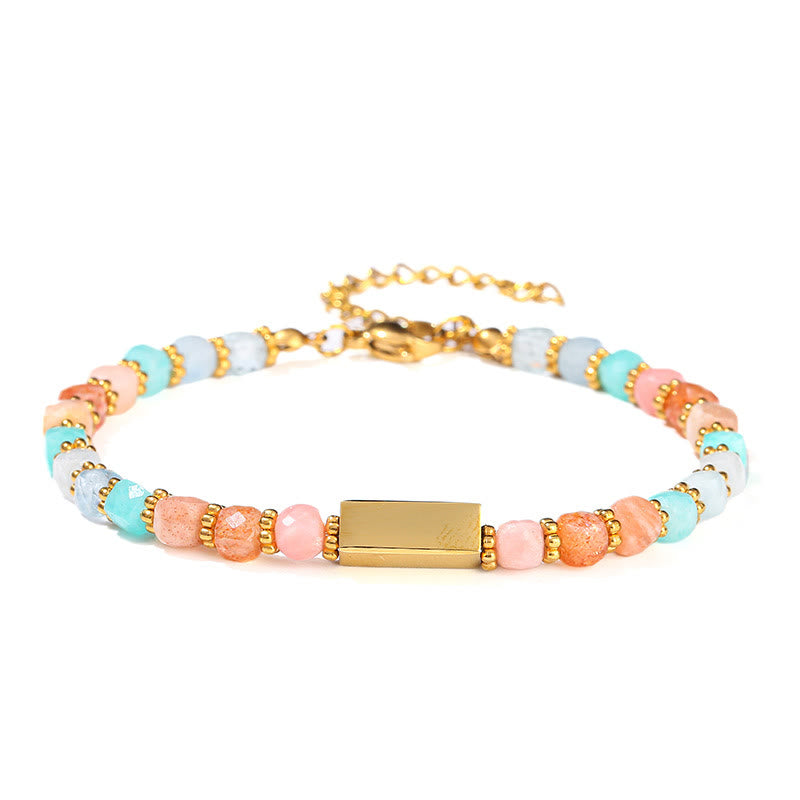 Bracciale di perline con pietre preziose naturali taglio cubo Olivenorma 
