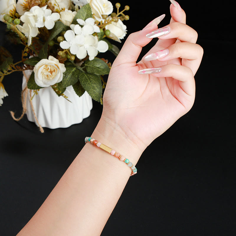 Bracciale di perline con pietre preziose naturali taglio cubo Olivenorma 