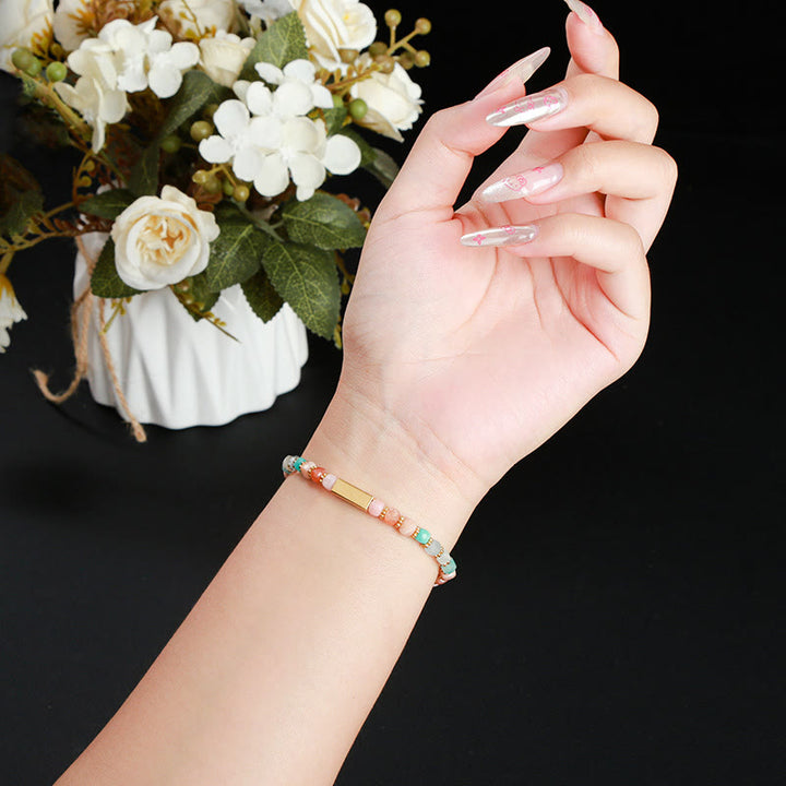 Bracciale di perline con pietre preziose naturali taglio cubo Olivenorma 