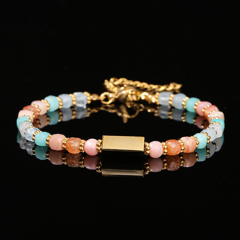Bracciale di perline con pietre preziose naturali taglio cubo Olivenorma 