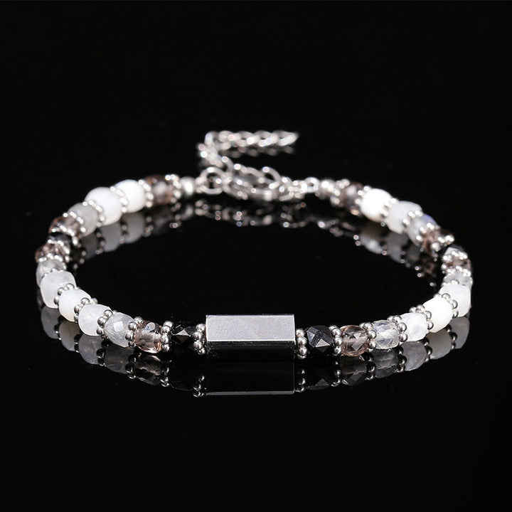 Bracciale di perline con pietre preziose naturali taglio cubo Olivenorma 