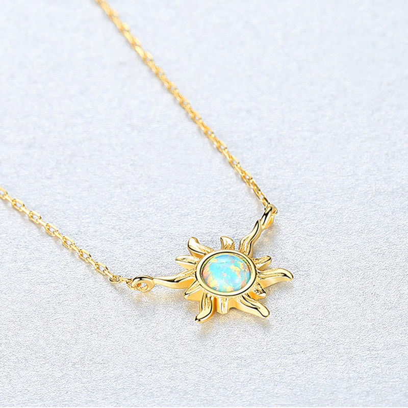 Collana in argento sterling 925 a forma di sole con opale Olivenorma