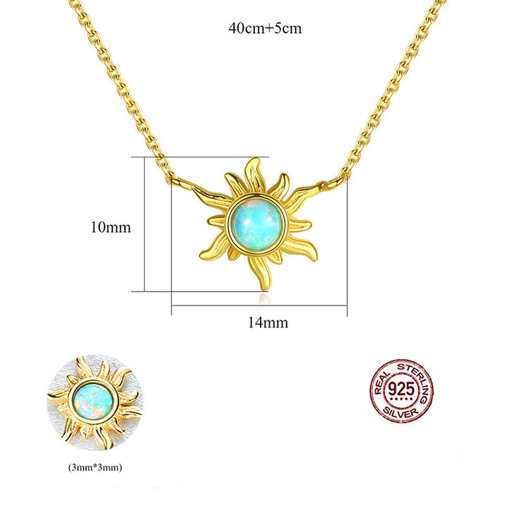Collana in argento sterling 925 a forma di sole con opale Olivenorma