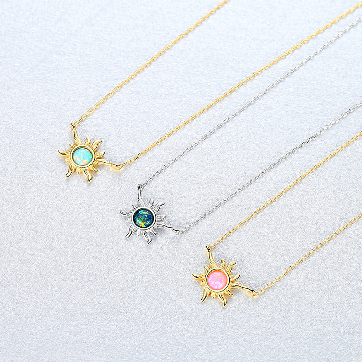 Collana in argento sterling 925 a forma di sole con opale Olivenorma