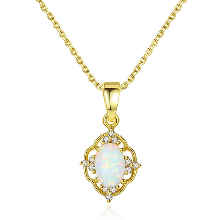 Collana con ciondolo in opale Olivenorma in argento sterling 925