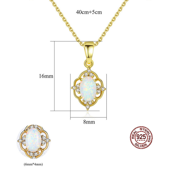 Collana con ciondolo in opale Olivenorma in argento sterling 925