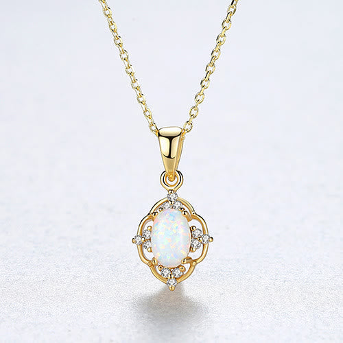 Collana con ciondolo in opale Olivenorma in argento sterling 925