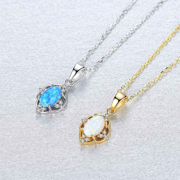 Collana con ciondolo in opale Olivenorma in argento sterling 925