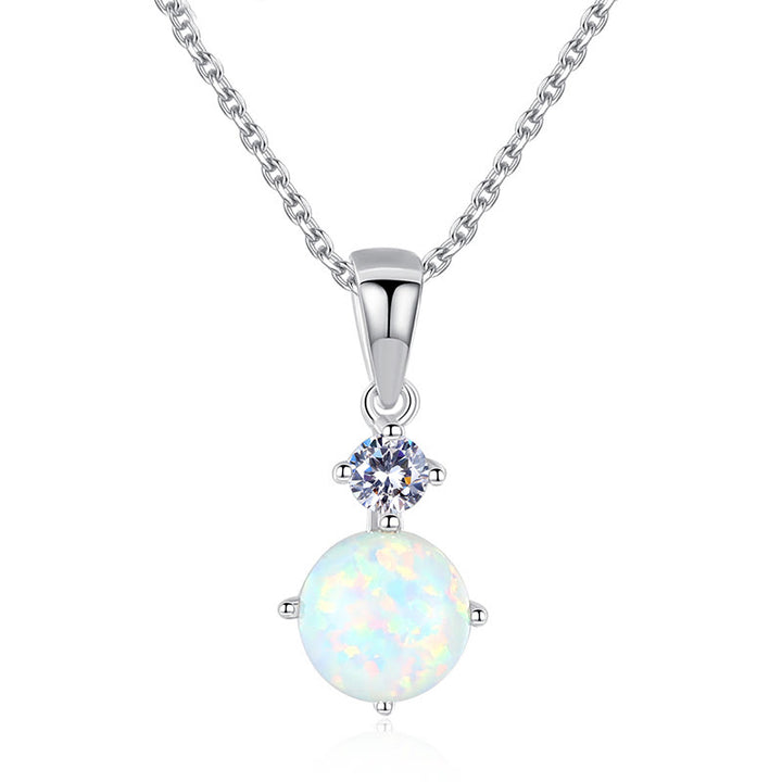 Olivenorma Collana con ciondolo in opale rotondo in argento sterling 925