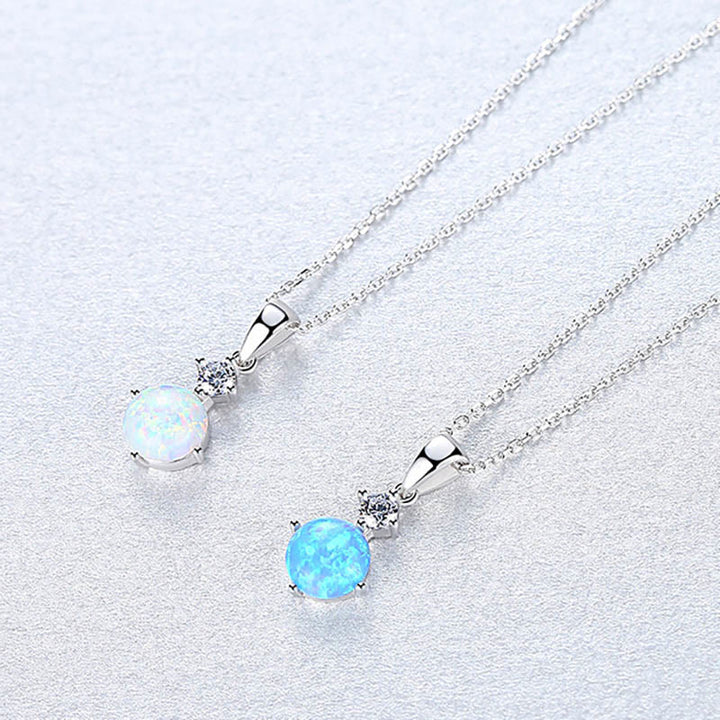 Olivenorma Collana con ciondolo in opale rotondo in argento sterling 925