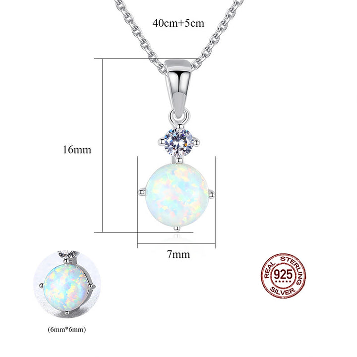 Olivenorma Collana con ciondolo in opale rotondo in argento sterling 925