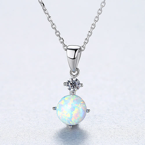 Olivenorma Collana con ciondolo in opale rotondo in argento sterling 925