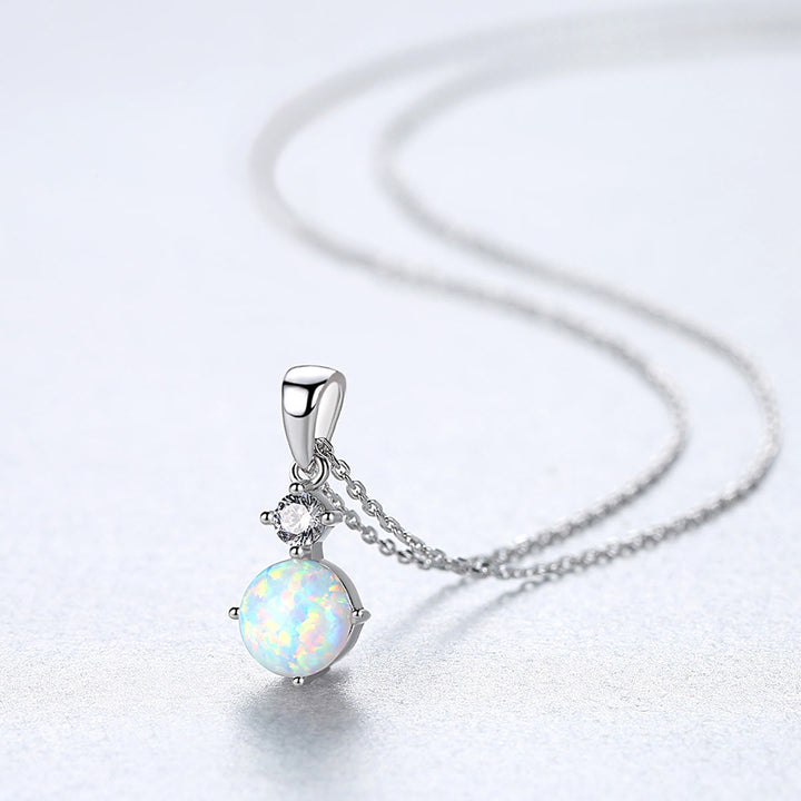 Olivenorma Collana con ciondolo in opale rotondo in argento sterling 925