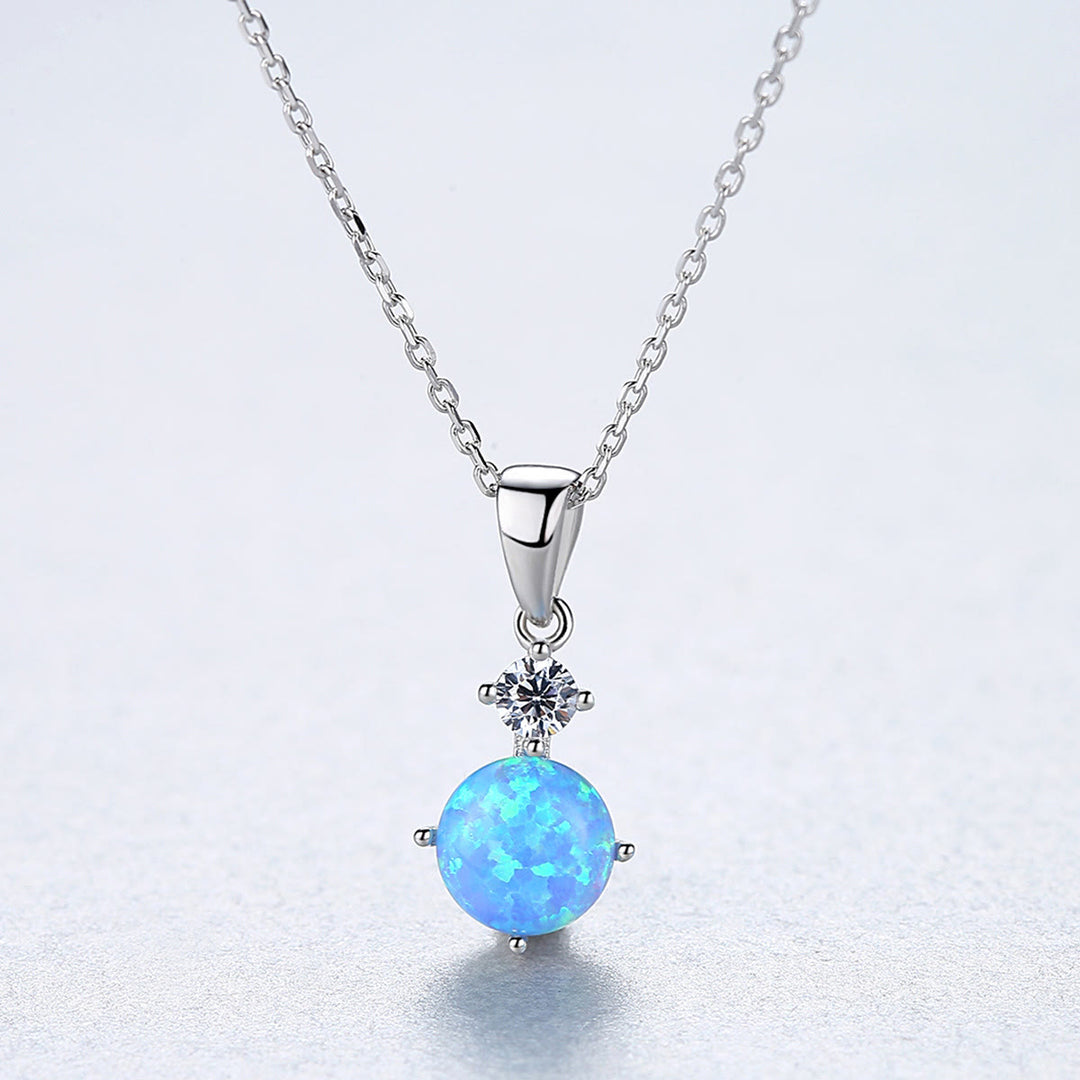 Olivenorma Collana con ciondolo in opale rotondo in argento sterling 925