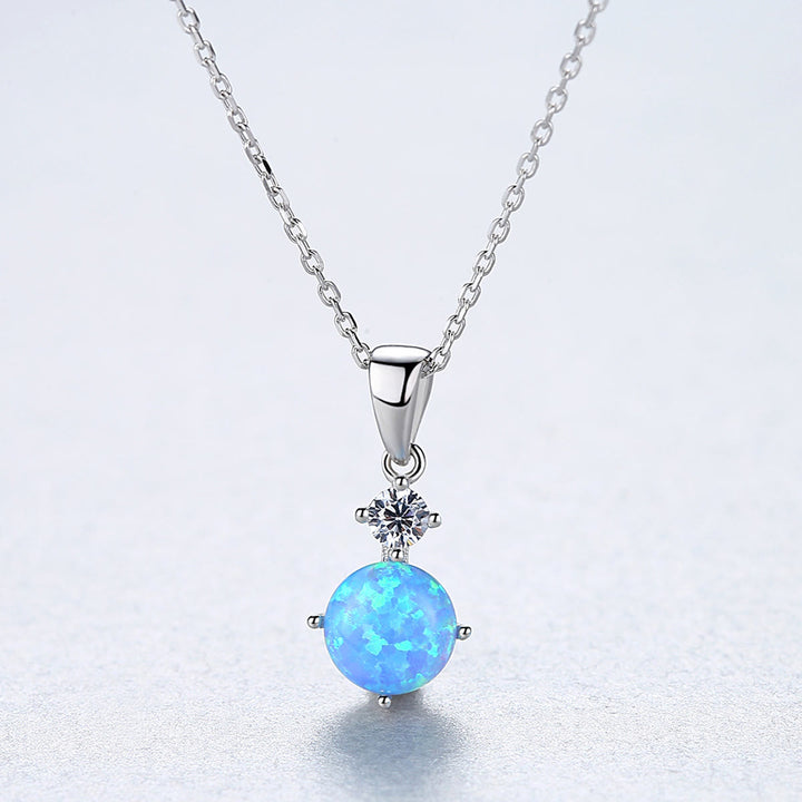 Olivenorma Collana con ciondolo in opale rotondo in argento sterling 925