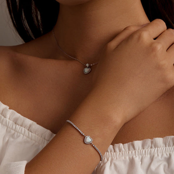 Olivenorma Set di gioielli con collana e bracciale a forma di cuore