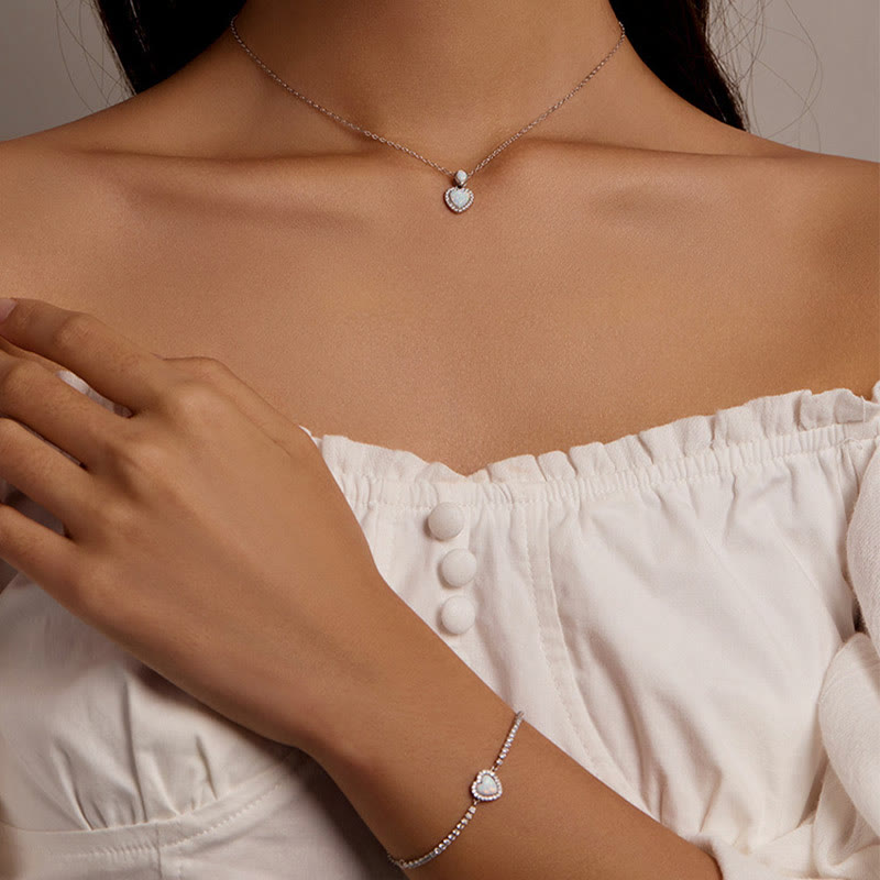 Olivenorma Set di gioielli con collana e bracciale a forma di cuore