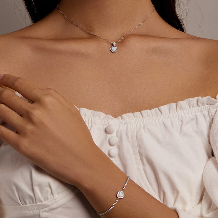 Olivenorma Set di gioielli con collana e bracciale a forma di cuore
