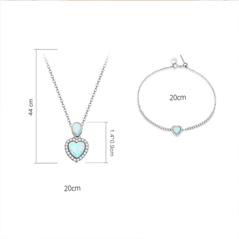 Olivenorma Set di gioielli con collana e bracciale a forma di cuore