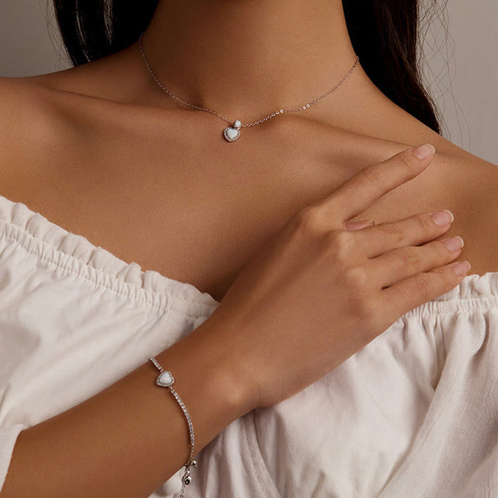 Olivenorma Set di gioielli con collana e bracciale a forma di cuore