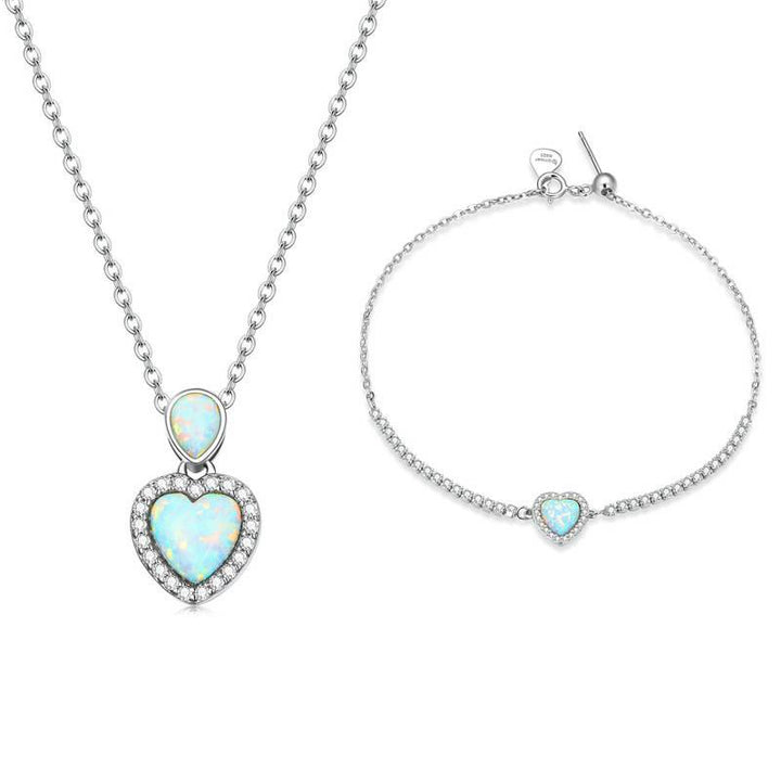 Olivenorma Set di gioielli con collana e bracciale a forma di cuore