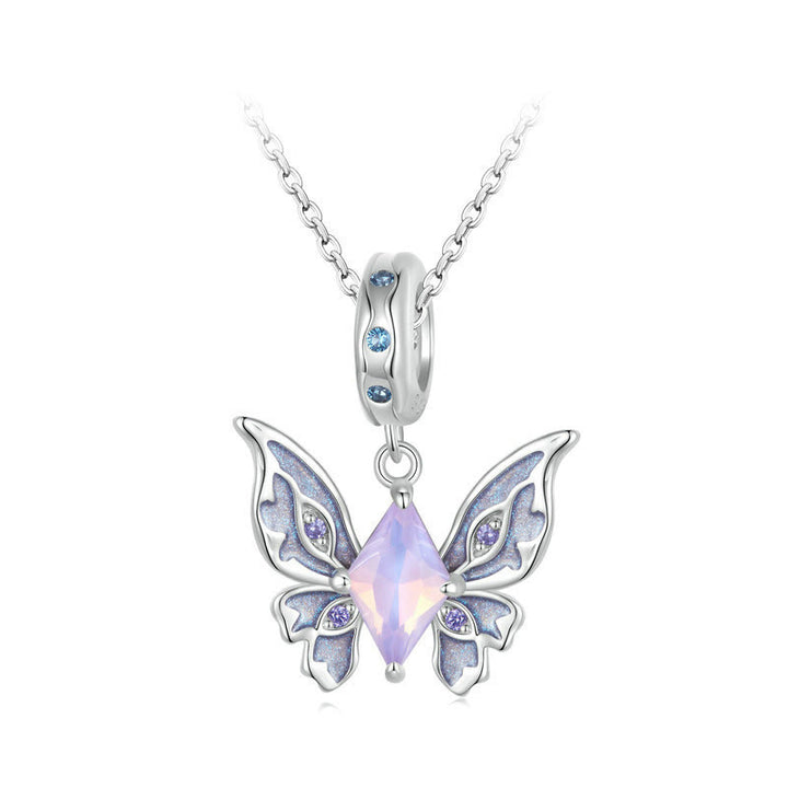 Olivenorma Collana in argento S925 con ciondolo a forma di farfalla in opale