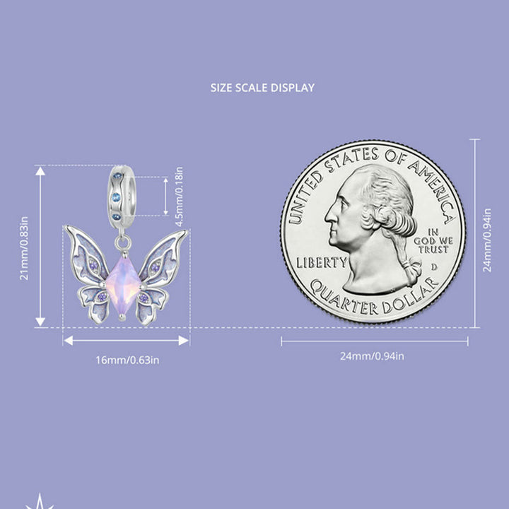 Olivenorma Collana in argento S925 con ciondolo a forma di farfalla in opale