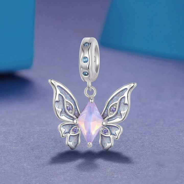 Olivenorma Collana in argento S925 con ciondolo a forma di farfalla in opale