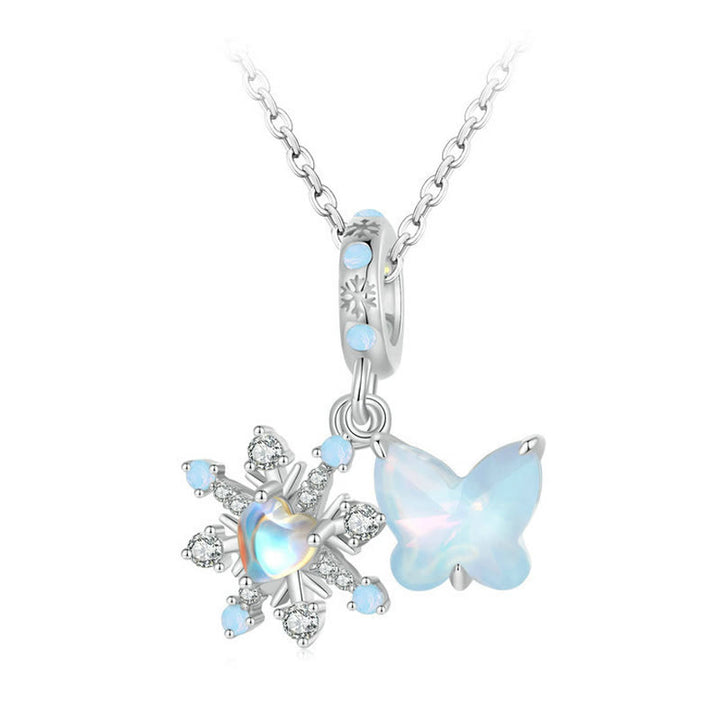 Olivenorma Fiocco di neve Farfalla Opale Collana girocollo in argento S925