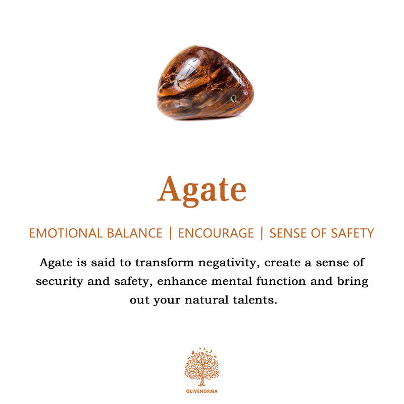 Braccialetto di perline di gemme di agata naturale stile boho Olivenorma 