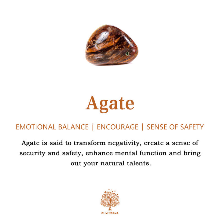 Braccialetto di perline di gemme di agata naturale stile boho Olivenorma 