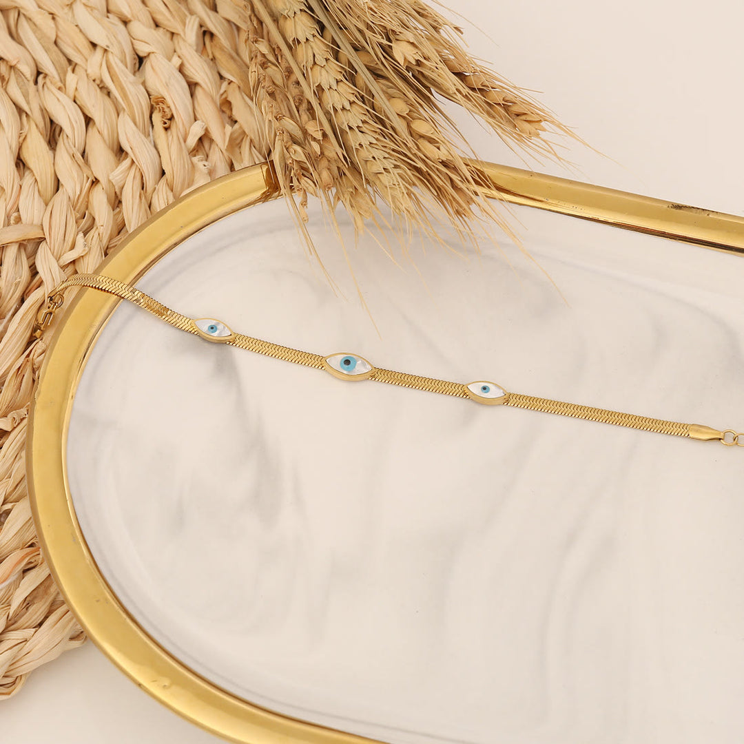 Braccialetto portafortuna Olivenorma Topazio Blu Epossidico Evil Eye Clover