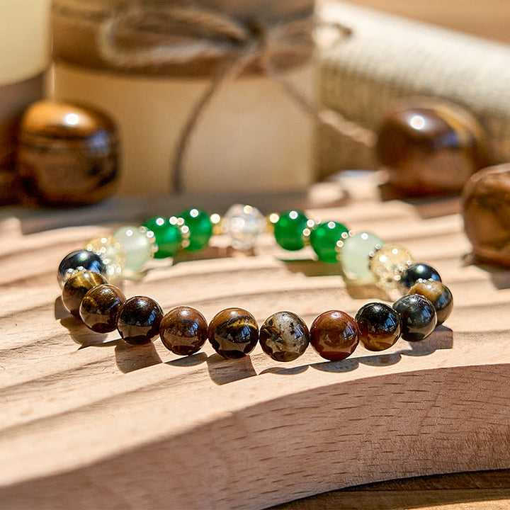 Bracciale Olivenorma con perline di ematite, occhio di tigre e peridoto
