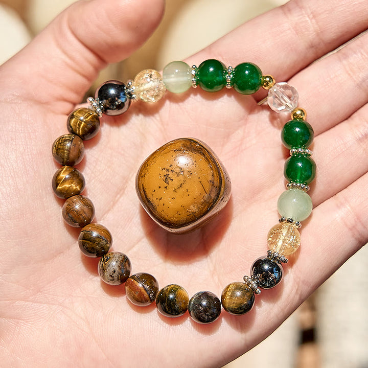 Bracciale Olivenorma con perline di ematite, occhio di tigre e peridoto