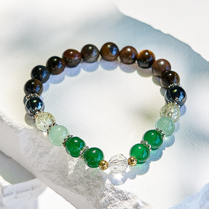 Bracciale Olivenorma con perline di ematite, occhio di tigre e peridoto