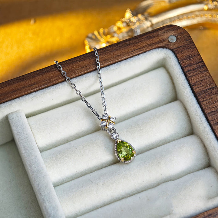 Collana e anello in argento sterling con peridoto naturale Olivenorma
