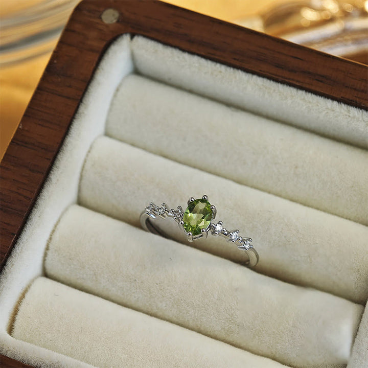 Collana e anello in argento sterling con peridoto naturale Olivenorma