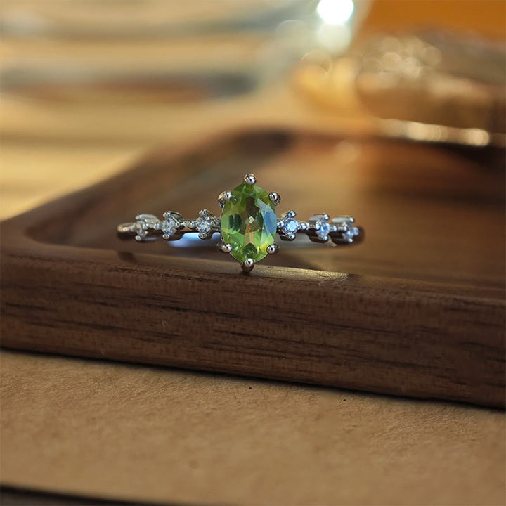 Collana e anello in argento sterling con peridoto naturale Olivenorma
