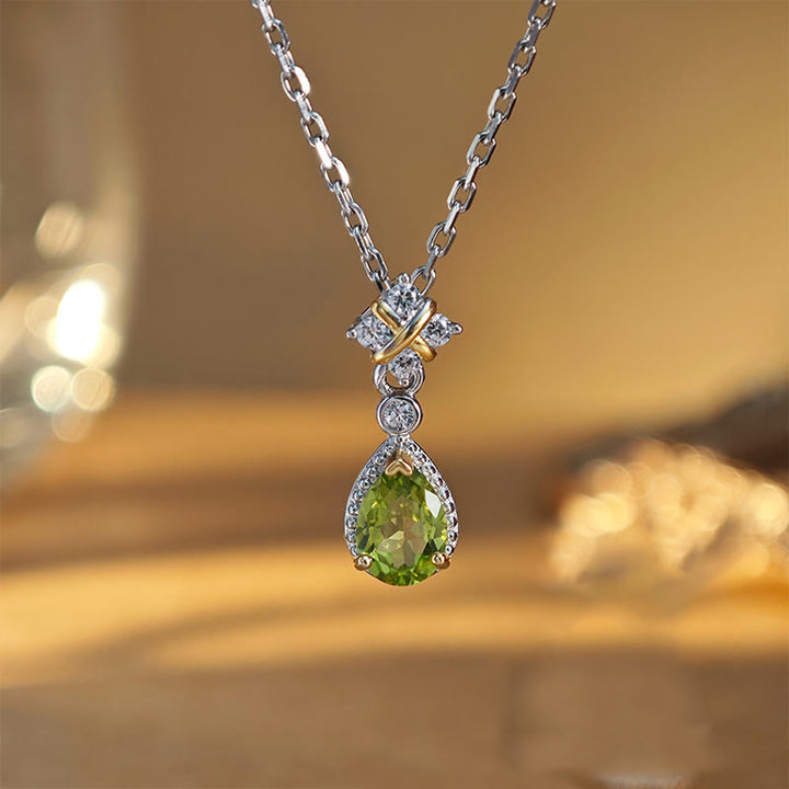 Collana e anello in argento sterling con peridoto naturale Olivenorma