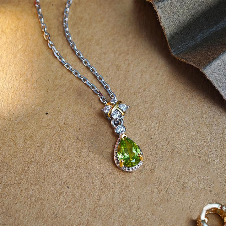 Collana e anello in argento sterling con peridoto naturale Olivenorma
