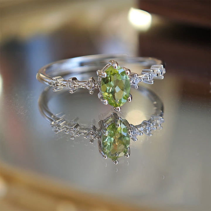 Collana e anello in argento sterling con peridoto naturale Olivenorma