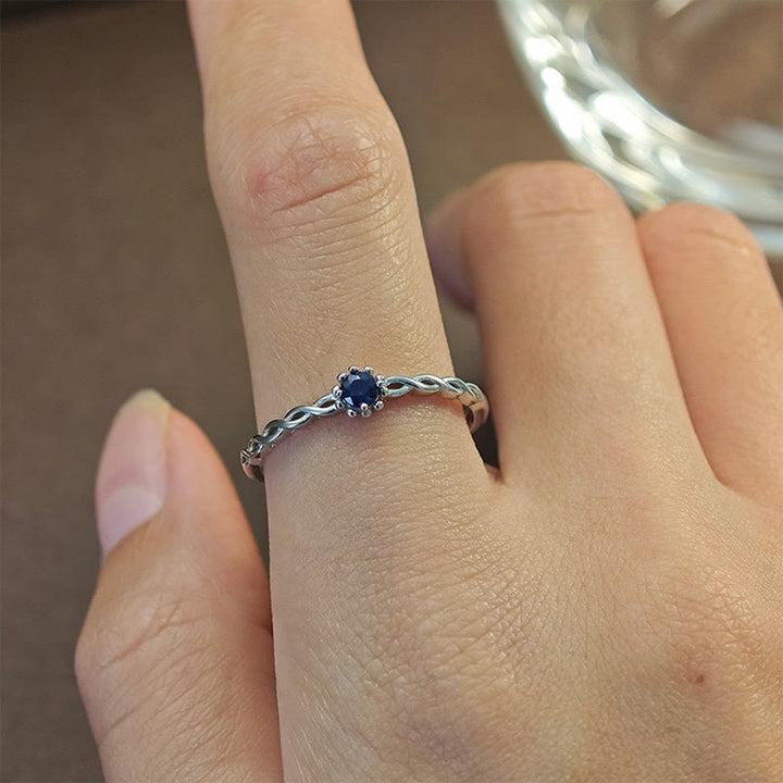 Anello regolabile in argento sterling con zaffiro naturale Olivenorma