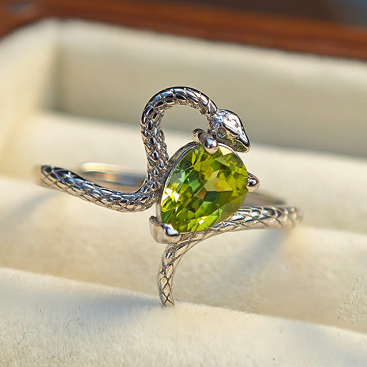 Anello serpente in argento con peridoto naturale Olivenorma