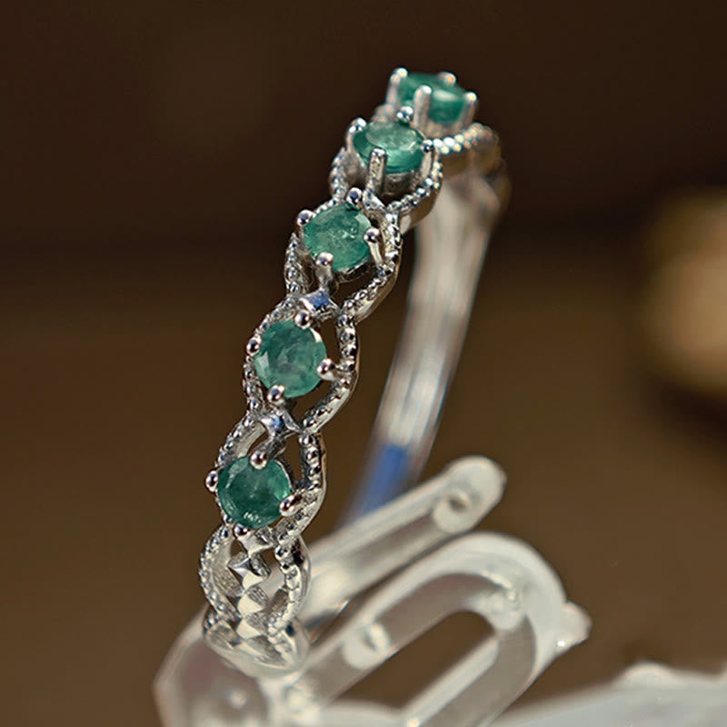 Anello vintage con diamanti e smeraldo naturale Olivenorma